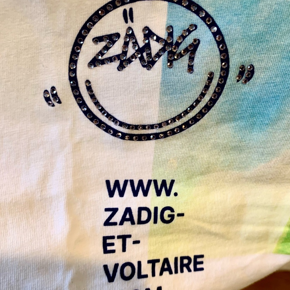 NEW ZADIG & VOLTAIRE T-SHIRT PALMIER ART FESTIVAL GRAPHIC COTTON SMALL - Picture 6 of 11